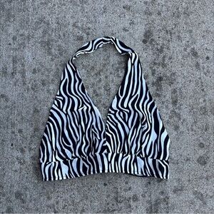 OMONSIM Zebra Print Halter Top